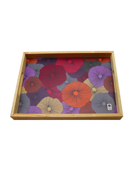 Wooden Edge Tray - Colorful Flowers