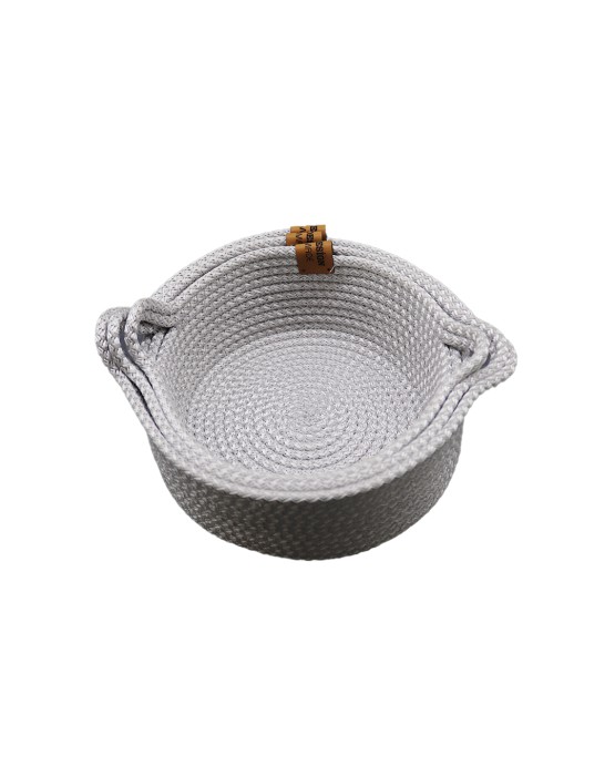 Multi-Purpose Rattan Rope Knitted Basket With Handle 3 Pcs