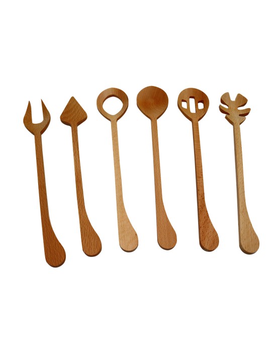  Wood Spoon Serving Set of 6