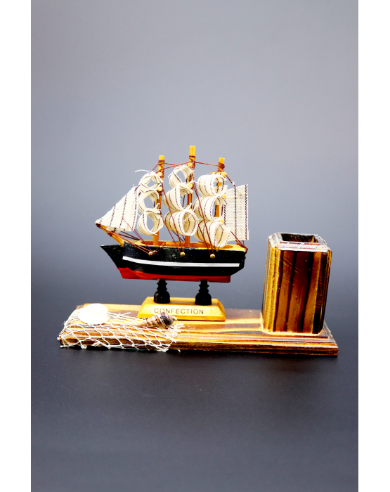  Model Ship with Decorative Pen Holder