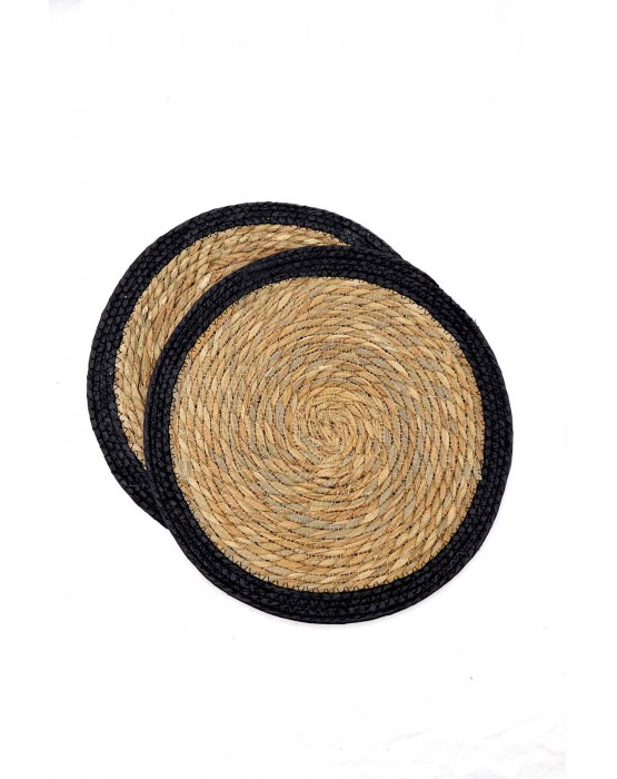 Straw Placemat 6 Pieces Black