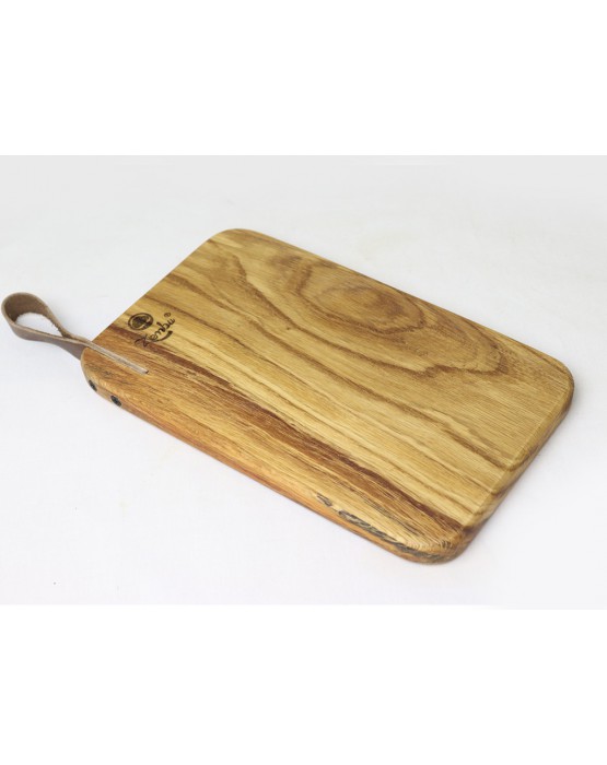 Natural Cutting Board with Leather Handle