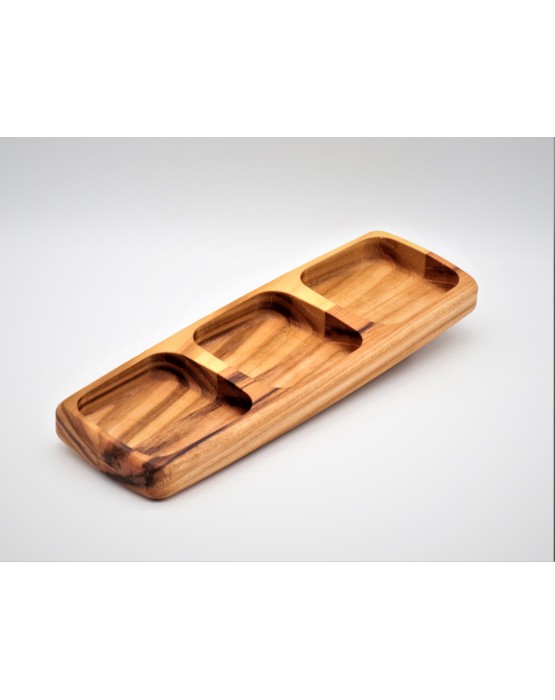 Three-compartment Snack Bowl - Beech