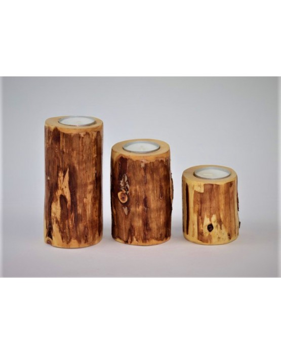 Naturholz Kerzen- & Teelichthalter 3’er Set 